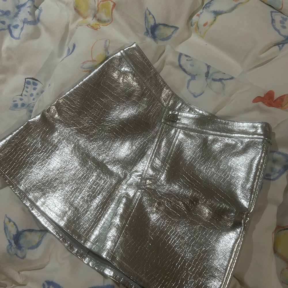 Silver Metallic Mini Skirt